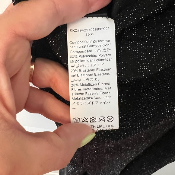 Shein Women's Black Sliver Stretch Sparkle Mesh Jumpsuit w Open Back Size S - Picture 6 of 6